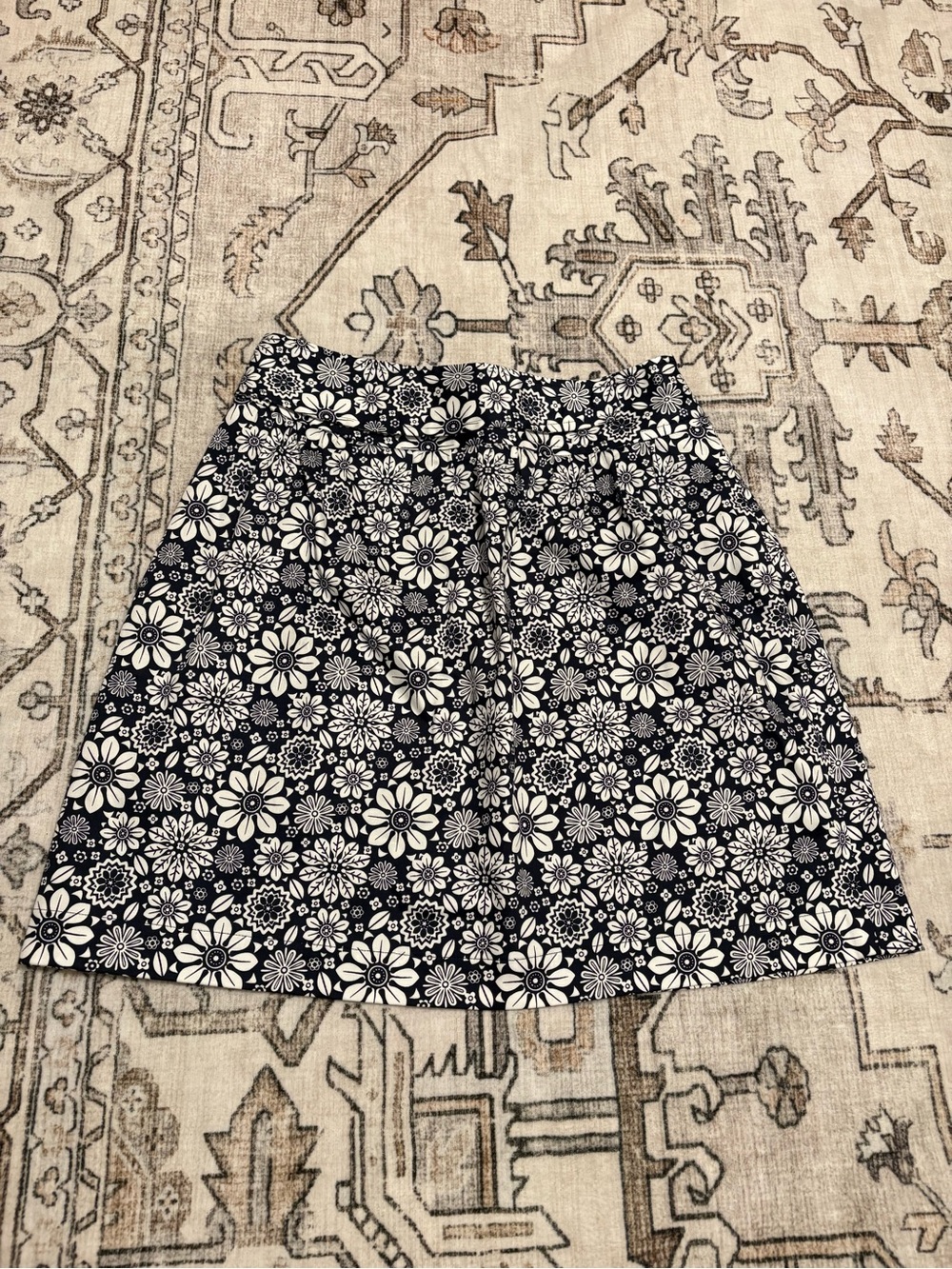 Brooks Brothers Navy and White Floral A-Line Skirt